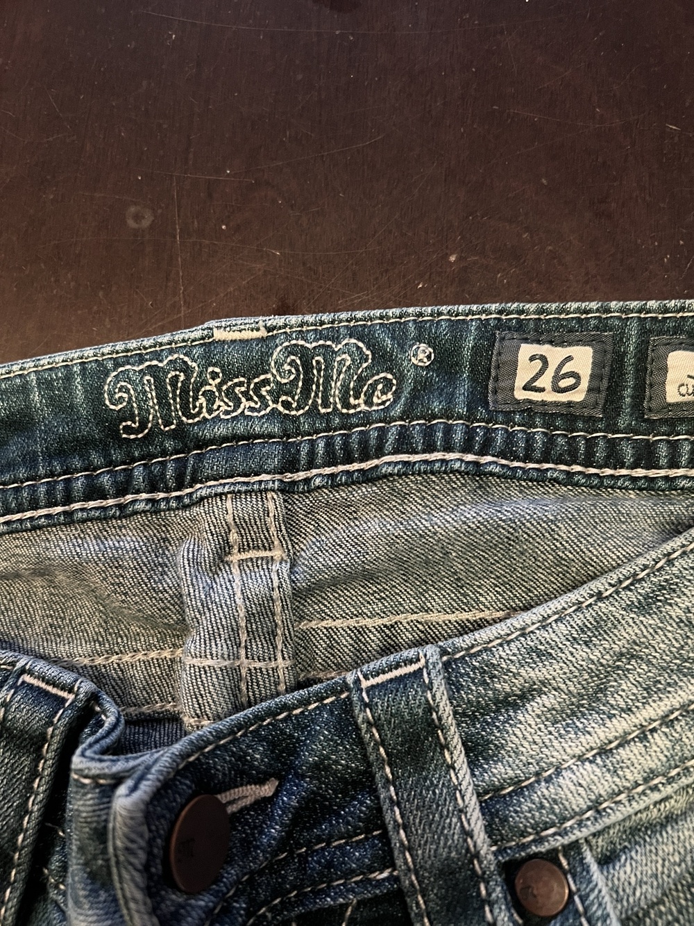Miss Me Mid Rise Cuffed Skinny Jeans Womens 26 Medium Wash Blue Distressed Denim - Picture 7 of 13